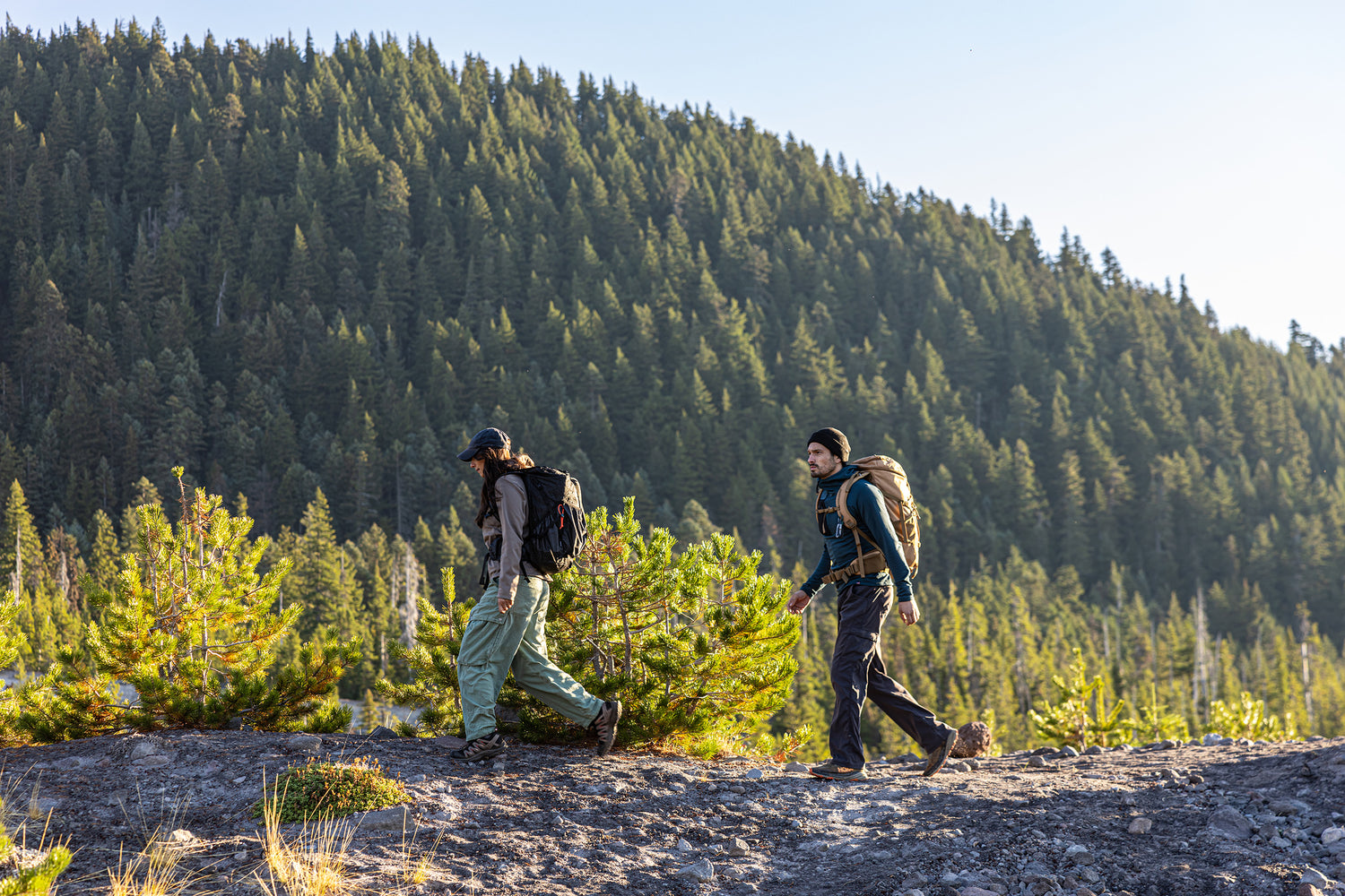 Two people hiking at Mt. Hood